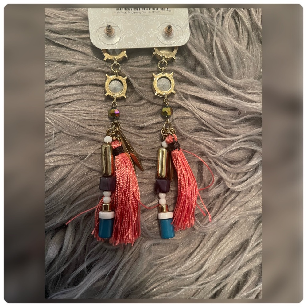 Charming Charlie Long Tassel Earrings - Picture 2 of 3